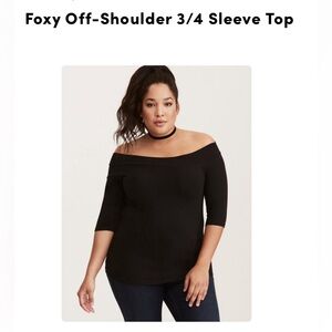 Torrid 3X Foxy Off-Shoulder 3/4 Sleeve Top